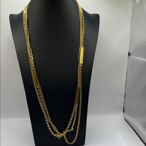 Monet Gold Multi-Layer Necklace Vintage 
Chain link Bar Necklace